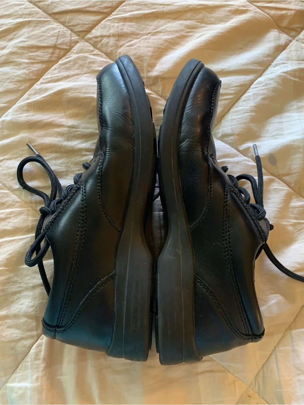 Hush Puppies Boys Black Lace-Up Leather Dress Shoes Size 3 1/2 M